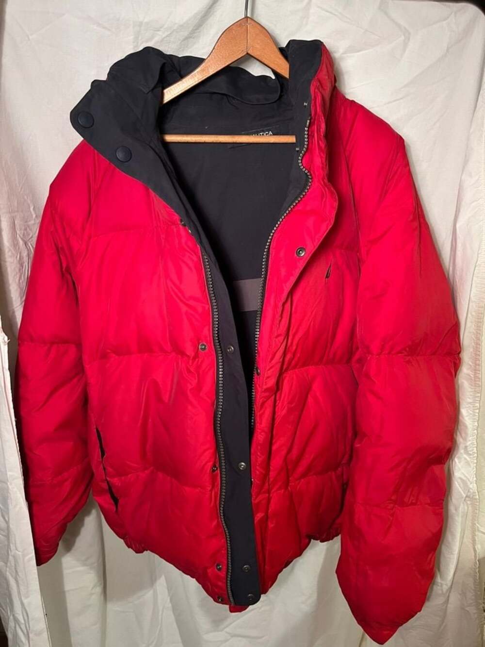 Nautica Competition Red Puffer Jacket reversible/inside out